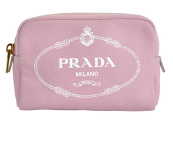 Prada Cosmetic Pouch, Canvas, Pink, 42/MII, DB, 3*